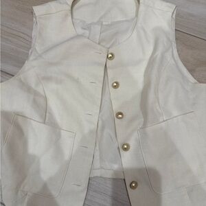 Elegant Cream Vest with Gold Buttons